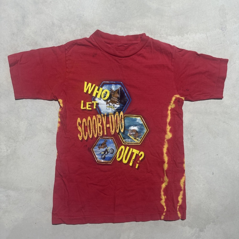Vintage Scooby Doo Who Let The Dogs Out Shirt 2000 Boys SZ L Cartoon Distressed
